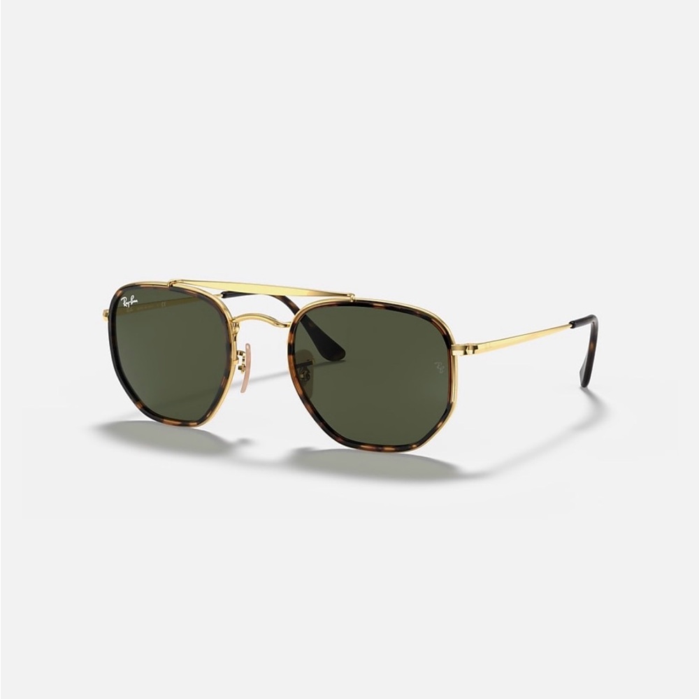 Ray-Ban Gold Frame Sunglasses with Dark Green Lenses